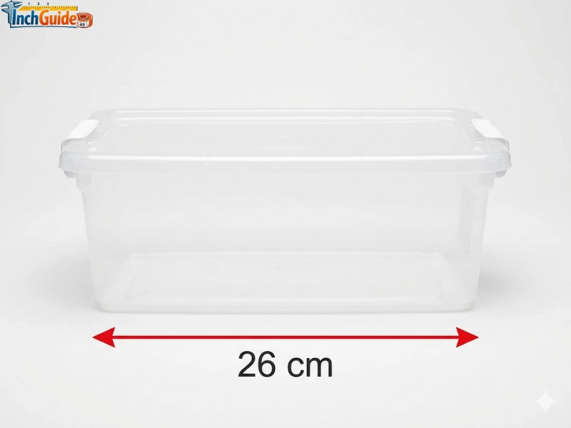 how big is 26 cm Sterilite 6-Quart Storage Bin Long Side