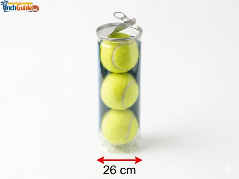 how big is 26 cm Regulation Tennis Ball Can Height Three Balls